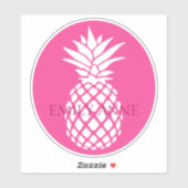 Preppy White Pineapple on Pink Personalized シール (シート)
