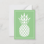 Preppy White Pineapple on Sage Green ノートカード (正面)