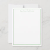 Preppy White Pineapple on Sage Green ノートカード (裏面)
