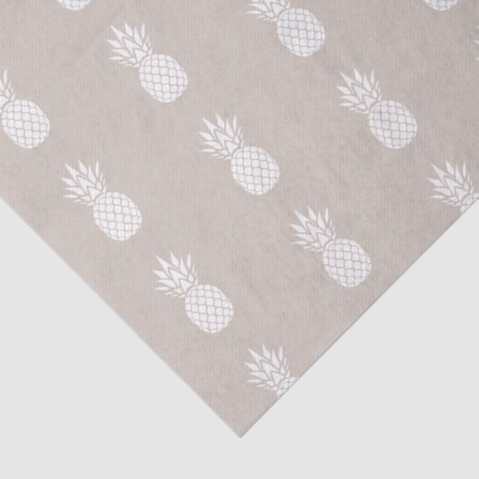 Preppy White Pineapples on Beige 薄葉紙 (詳細)