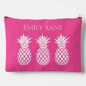 Preppy White Pineapples on Pink アクセサリーポーチ (裏面)