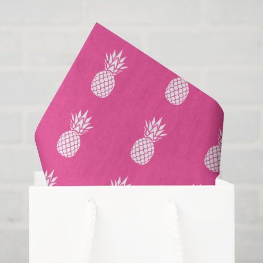 Preppy White Pineapples on Pink 薄葉紙 (ギフトバッグ)