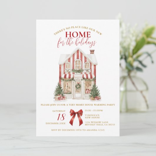 Preppy Winter Housewarming Party New Home 招待状 (スタンド正面)