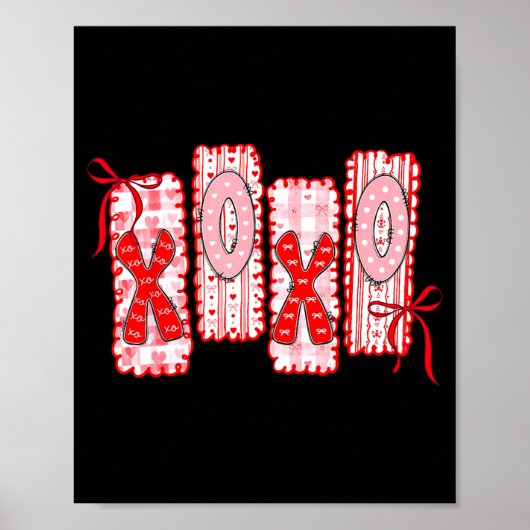 Preppy Xoxo Coquette Bow Hearts Valentine's Day Wo ポスター (正面)