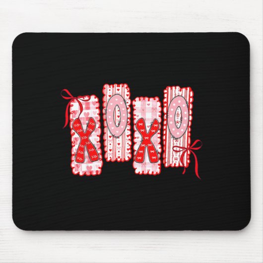 Preppy Xoxo Coquette Bow Hearts Valentine's Day Wo マウスパッド (正面)