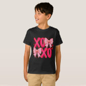 Preppy Xoxo Coquette Bow Hearts Valentine's Day Wo Tシャツ (正面フル)