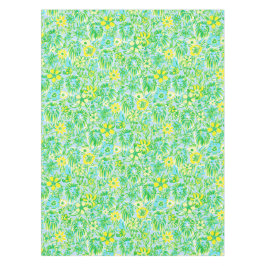 Preppy Yellow and Green Lion With Flowers Coastal テーブルクロス