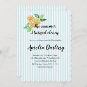 Preppy Yellow Flower Stripe Summer I turned Eleven 招待状 (正面/裏面)