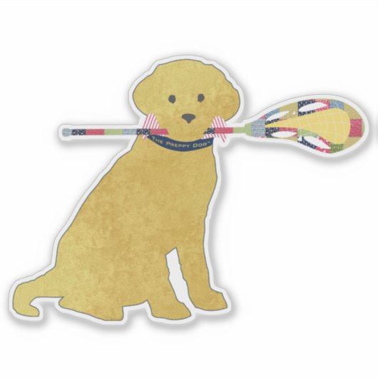 Preppy Yellow Lab Lacrosse Dog Custom Cut シール (正面)