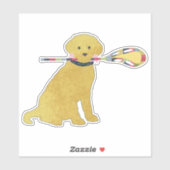 Preppy Yellow Lab Lacrosse Dog Custom Cut シール (シート)