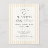 Preppy Yellow Stripe Baby Shower Pocket Invitation ポストカード (正面)