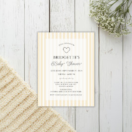 Preppy Yellow Stripe Baby Shower Pocket Invitation ポストカード