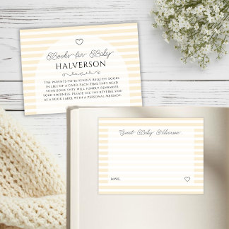 Preppy Yellow Stripes Baby Shower Book Request エンクロージャーカード