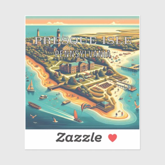 Preque Isle Pennsylvania 3インチビニルステッカー シール (シート)