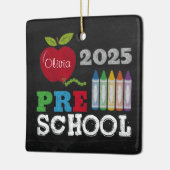 Preschool 2025 Chalkboard Name Ornament セラミックオーナメント (左)