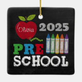 Preschool 2025 Chalkboard Name Ornament セラミックオーナメント (裏面)