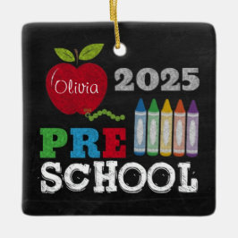 Preschool 2025 Chalkboard Name Ornament セラミックオーナメント