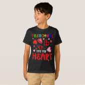 Preschool Has My Heart Valentines Hearts Teacher Tシャツ (正面フル)