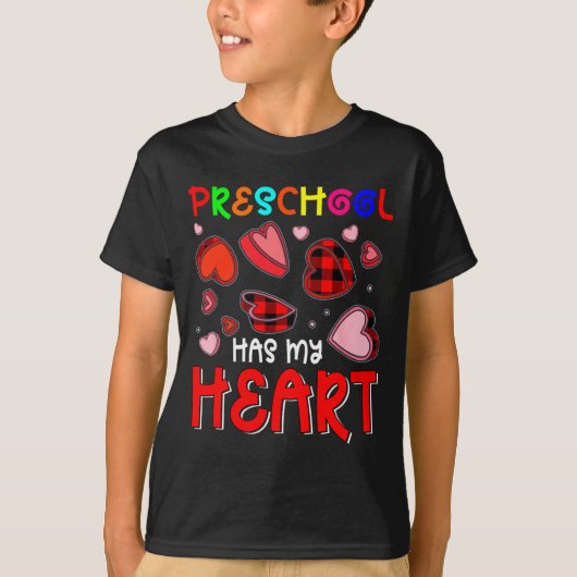 Preschool Has My Heart Valentines Hearts Teacher Tシャツ (正面)