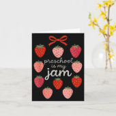 Preschool Is My Jam Strawberry Teacher First Day O カード (黄色い花)