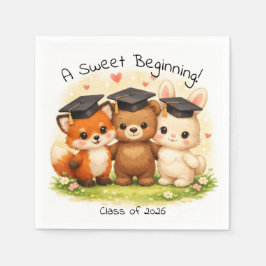 Preschool Kindergarten Fox Bear Bunny Party スタンダードカクテルナプキン