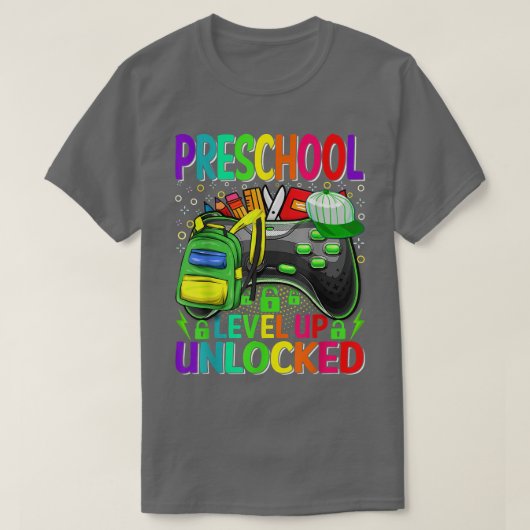 Preschool Level Up Unlocked Video Game Back To Sch Tシャツ (デザイン正面)