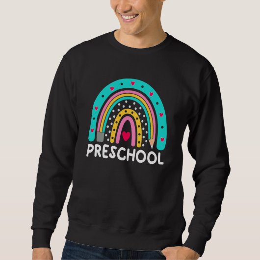 Preschool Rainbow Back To School Girls Boys Teache スウェットシャツ (正面)
