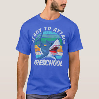 PreSchool Shark Gift Firstを攻撃する準備ができている子供おもしろい Tシャツ