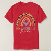 Preschool Teacher Teach PreK Boho Rainbow Leopard Tシャツ (デザイン正面)