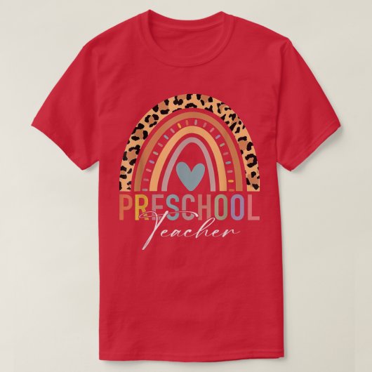 Preschool Teacher Teach PreK Boho Rainbow Leopard  Tシャツ (デザイン正面)