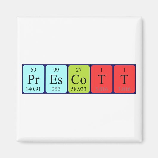 Prescott周期表名磁石 マグネット (正面)