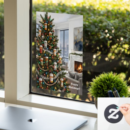 Prescription Bottle Tree Medical Holiday ウィンドウサイン (オフィス)