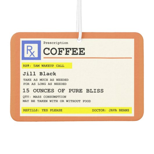 Prescription Coffee Square Personalized カーエアーフレッシュナー (正面)