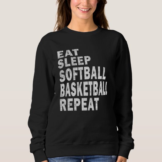 Present Eat Sleep Softball Basketball Repeat Boys スウェットシャツ (正面)