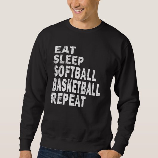 Present Eat Sleep Softball Basketball Repeat Boys スウェットシャツ (正面)