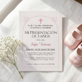 Presentación de 3 Años | Pink Baptism Invitation 招待状