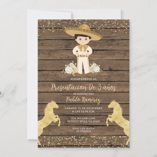 Presentación de tres años invitación niño Birthday 招待状 (正面)