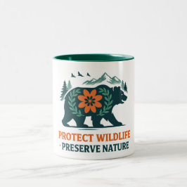 Preserve Nature Bear Conservation Graphic Tee ツートーンマグカップ