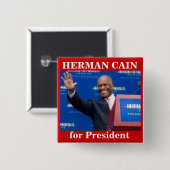 Presidenボタンのためのヘルマンカイン 缶バッジ (正面&裏面)