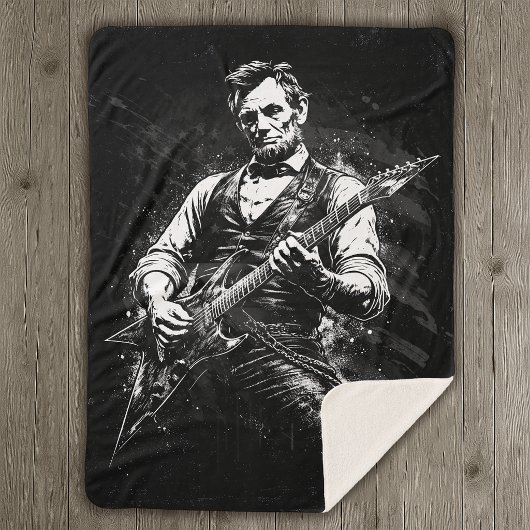 President Abraham Lincoln Playing Guitar シェルパブランケット