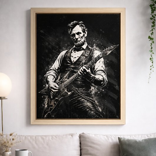 President Abraham Lincoln Playing Guitar ポスター