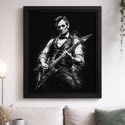President Abraham Lincoln Playing Guitar ポスター
