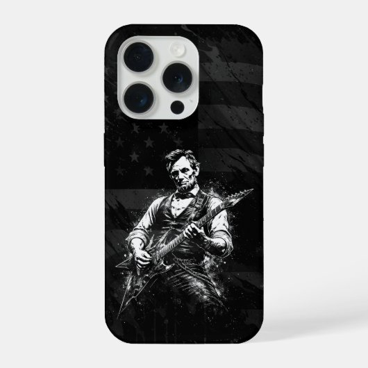 President Abraham Lincoln Playing Guitar iPhoneケース (裏面)
