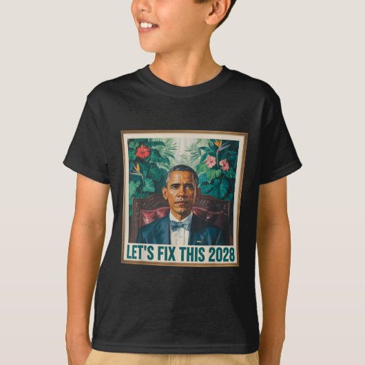 President Barack Obama 2028 Rtrait Patriotic Democ Tシャツ (正面)
