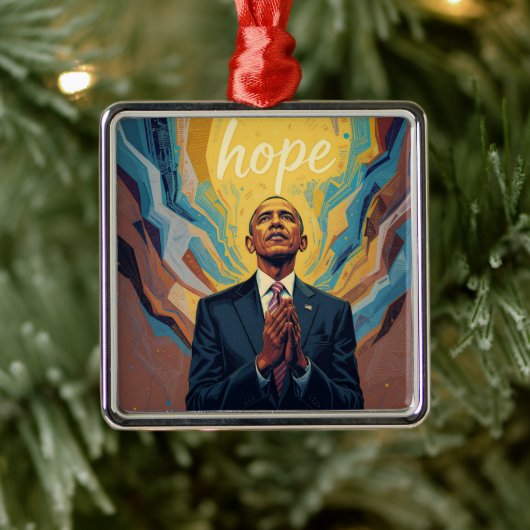 President Barack Obama and the Message of Hope メタルオーナメント (ツリー)