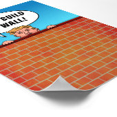 President Donald Trump Build a Wall Funny Cartoon ポスター (角)