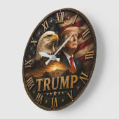 President Donald Trump Patriotic Bald Eagle ラージ壁時計 (傾斜)
