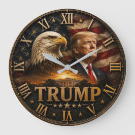 President Donald Trump Patriotic Bald Eagle ラージ壁時計