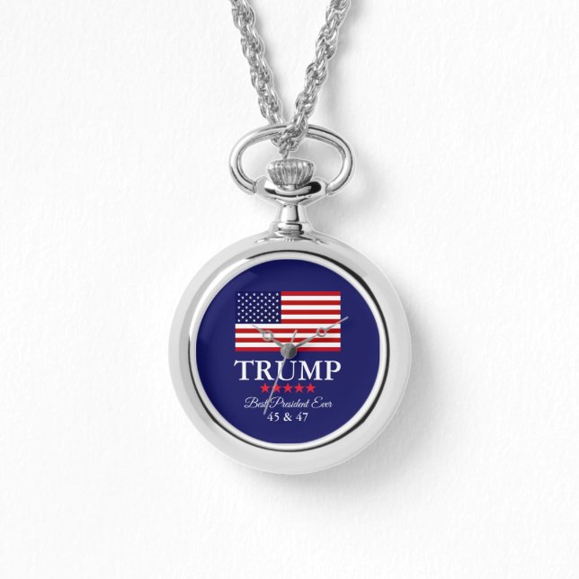 PRESIDENT DONALD TRUMP SILVER NECKLACE WATCH 腕時計 (正面)
