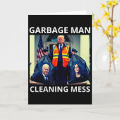 President Garbyge Man Cleaning Mess Tee Trump Take カード (黄色い花)